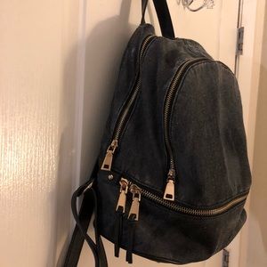 Black Denim Backpack Purse